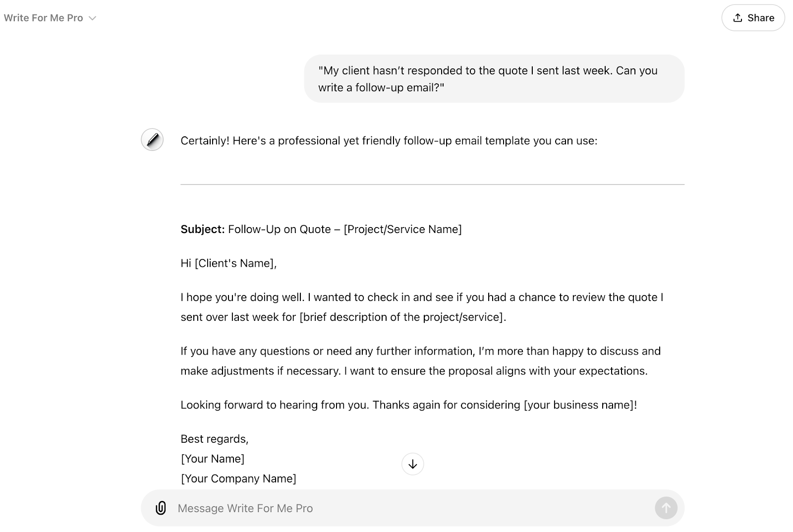 chatgpt follow up example