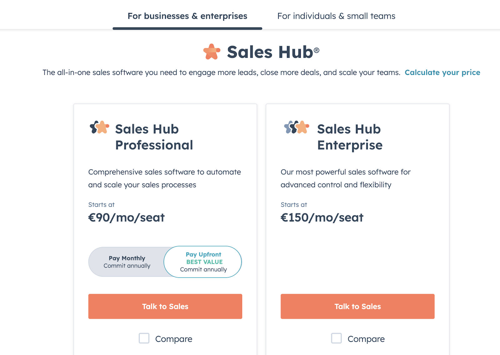 HubSpot Sales Hub Pricing