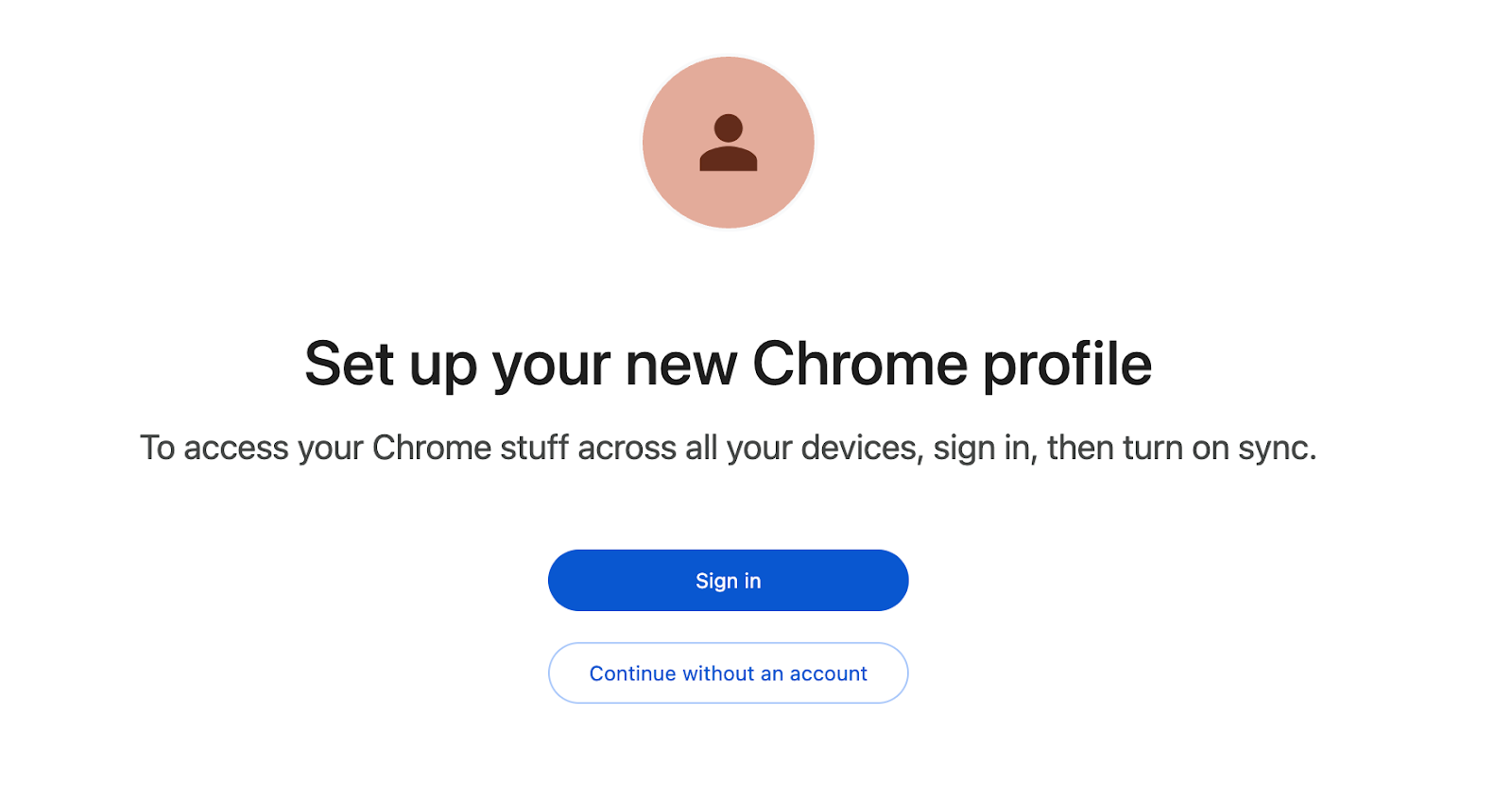 setup new chrome profile