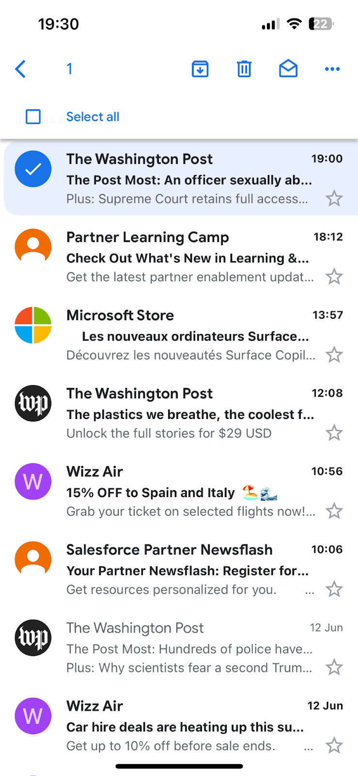 select email on gmail mobile