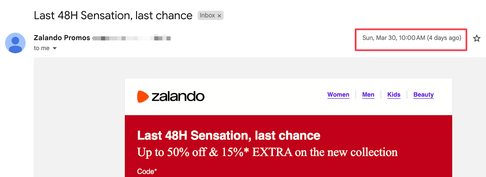 Zalando email newsletter example