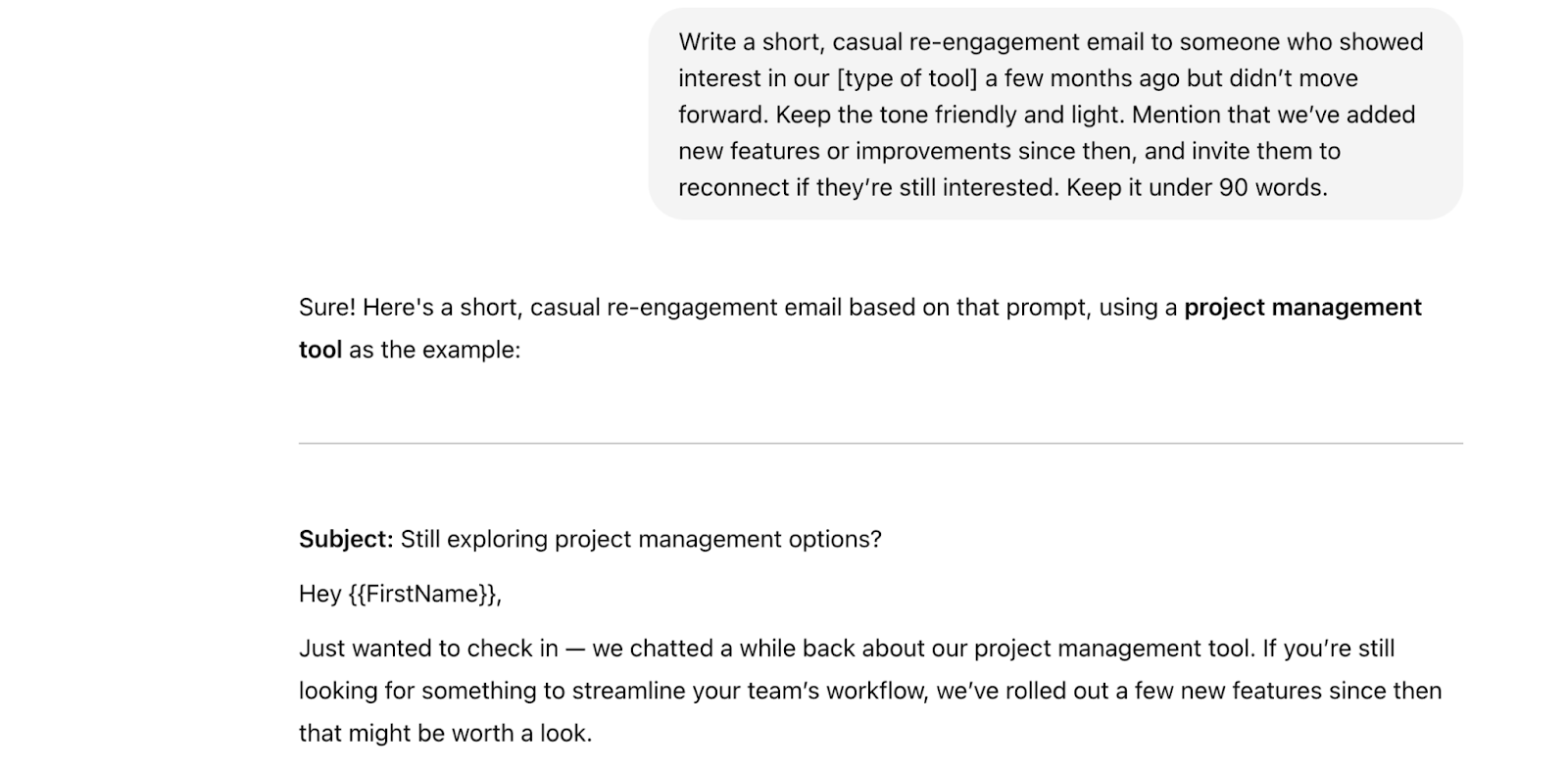 The Re-Engagement Email chatgpt example