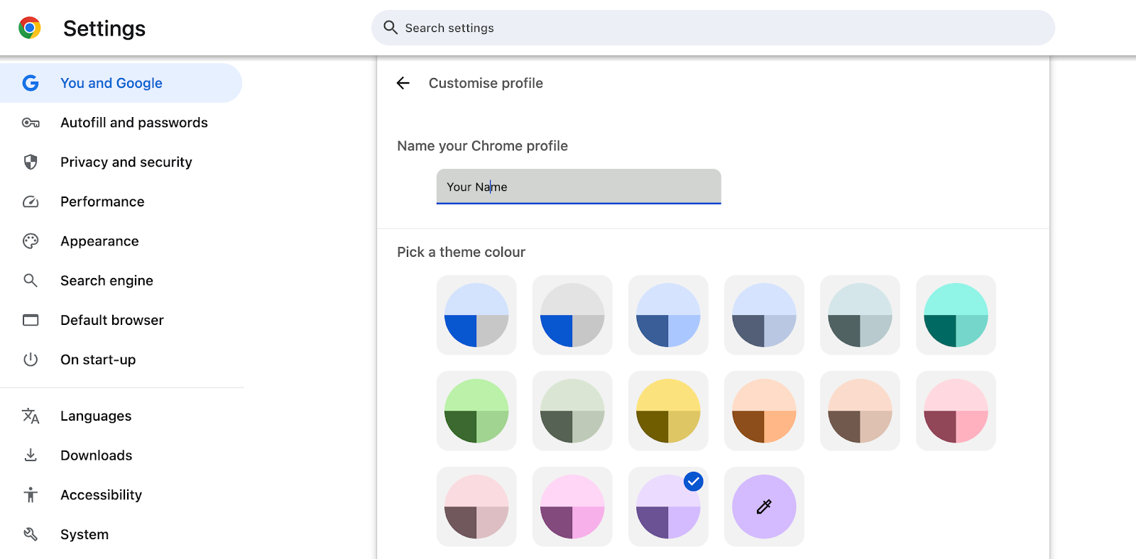 name your chrome profile