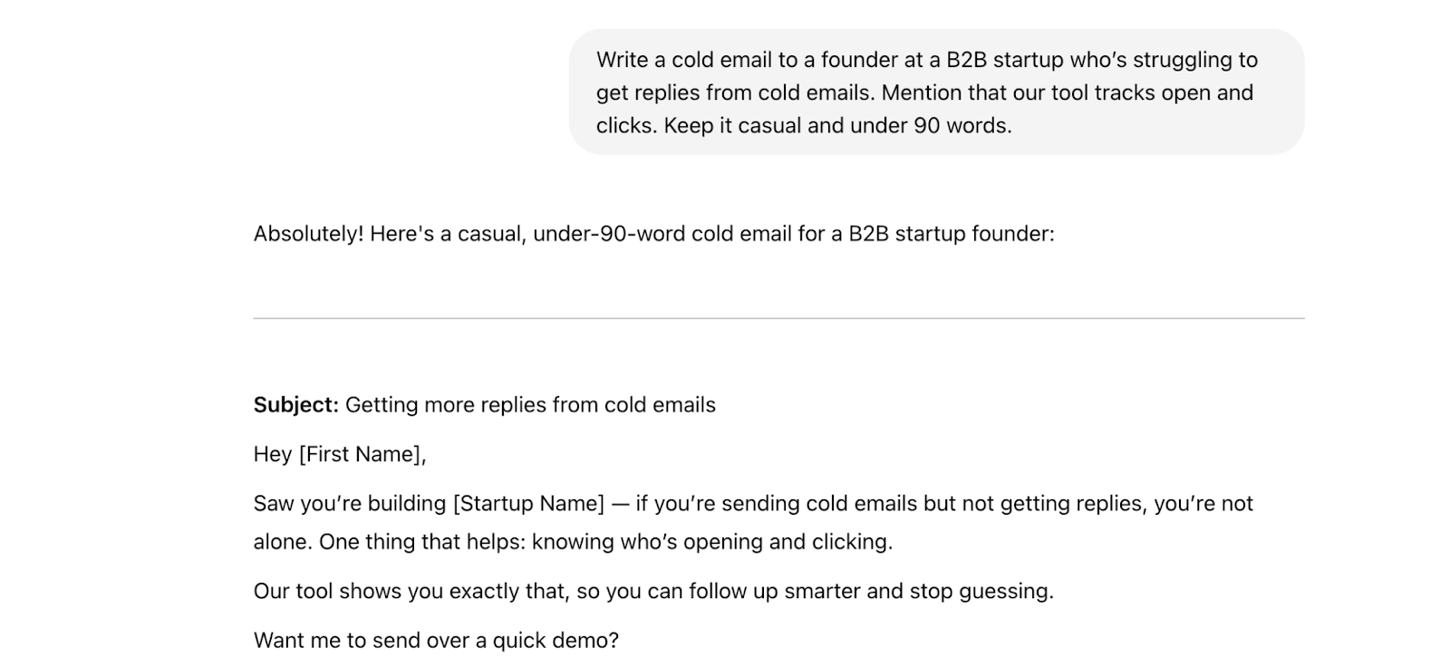 The Pain-Point Email chatgpt example