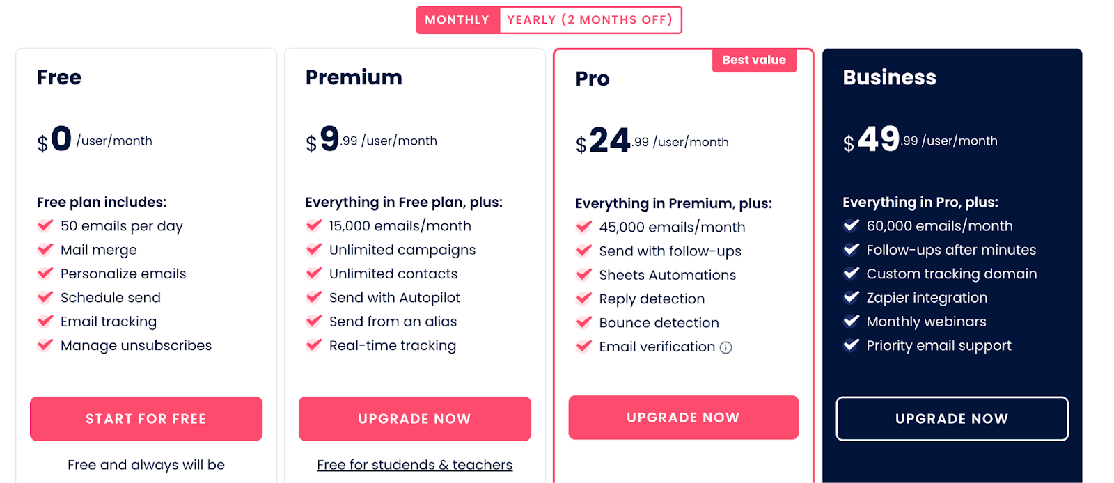 mailmeteor pricing